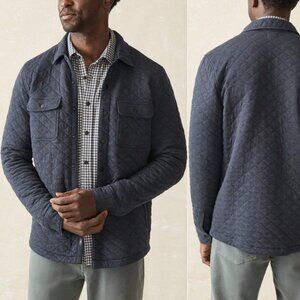 Faherty Epic Quilted Fleece Jacket Navy Blue Medium